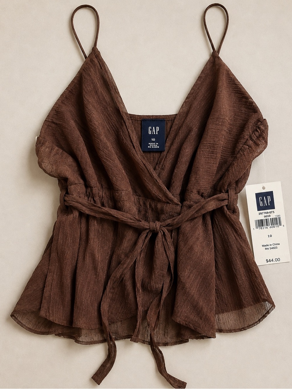 NWT VINTAGE GAP Y2K Deadstock Summer 2005 Archive Tie Detail Camisole Wrap Top